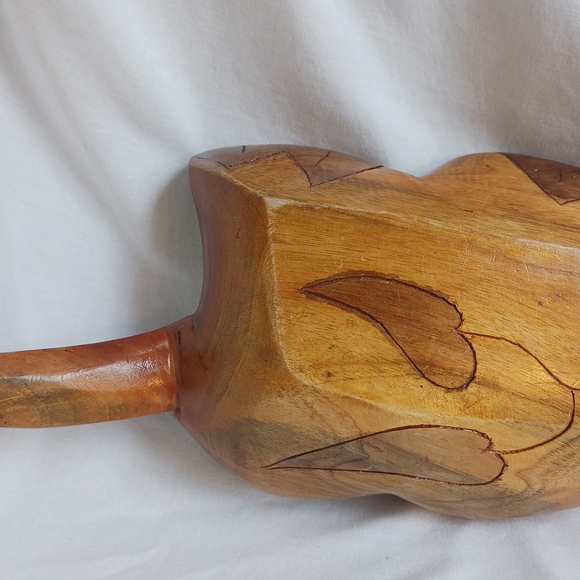 Vintage Monkeypod Wood Hand Carved Leaf Bowl 18 Inch - Picture 5 of 6